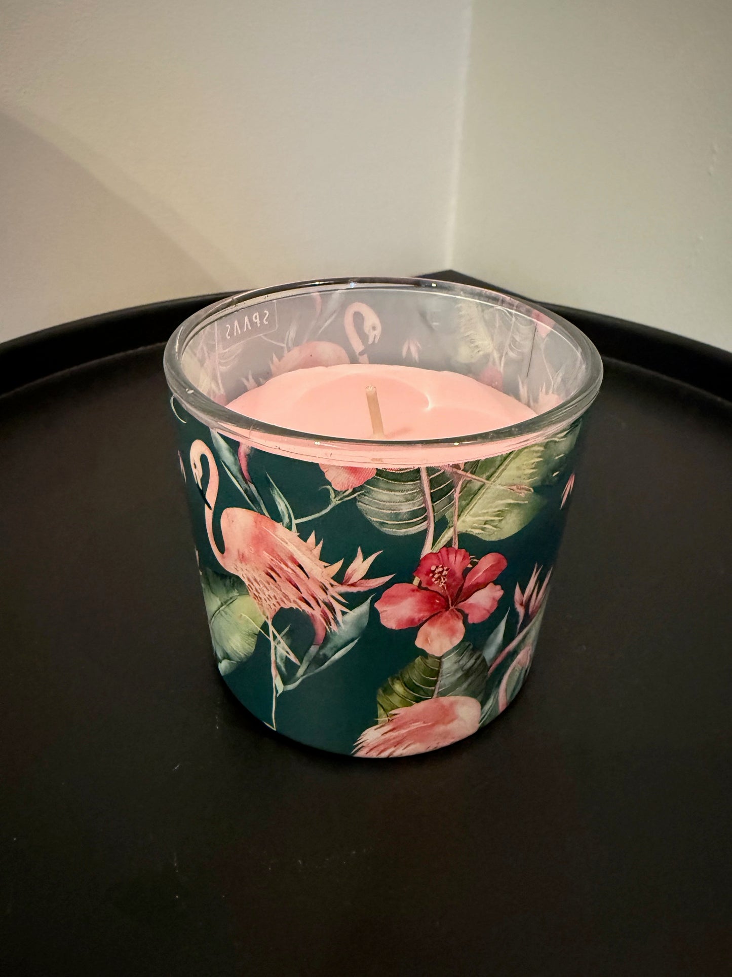 Geurkaars Flamingo – Jungle Print – Glas – 9×9×8 cm