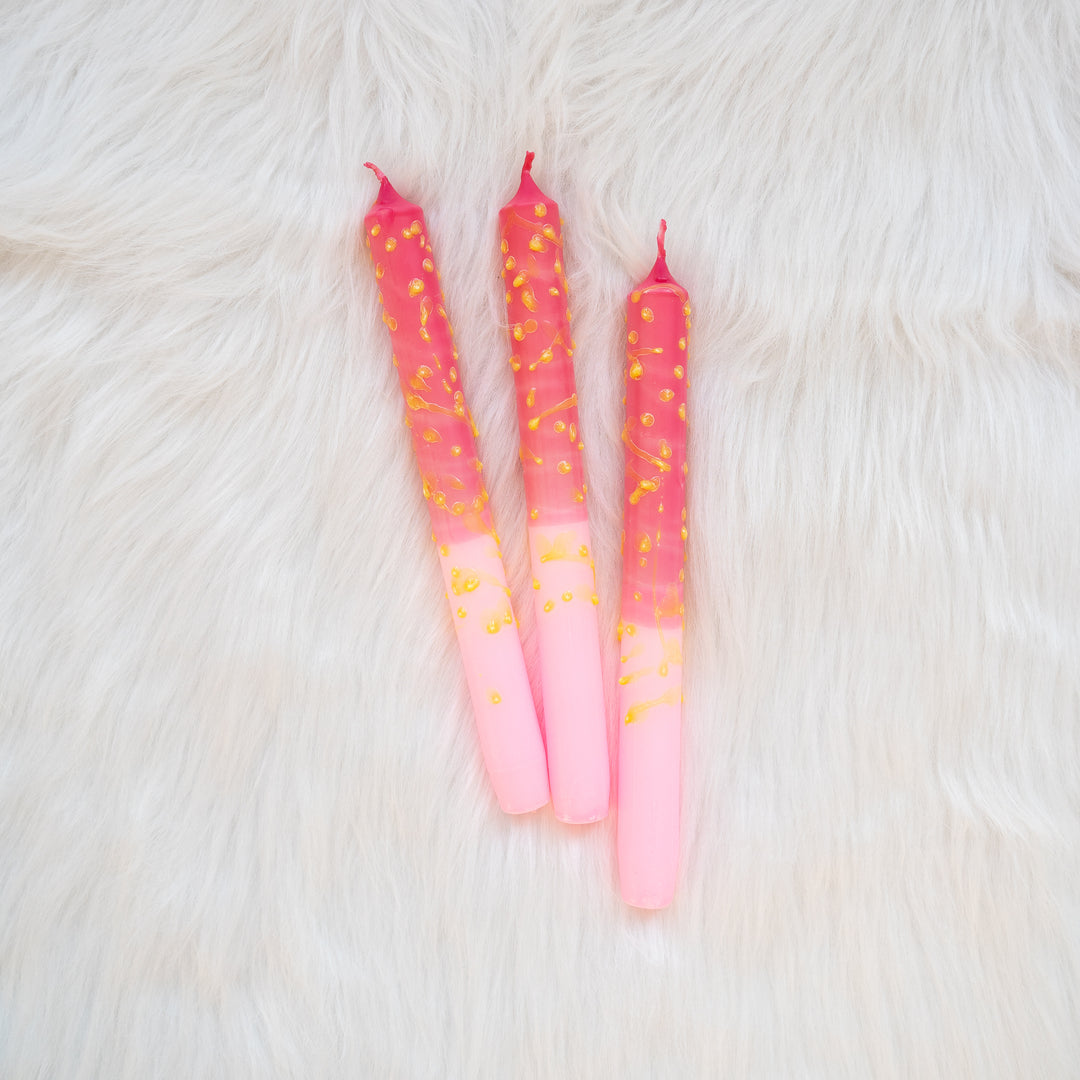 Dip Dye Kaarsen – Roze – Handgemaakt – Set van 2