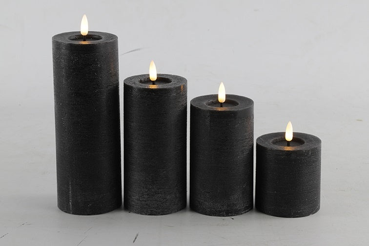 Zwarte LED Stompkaarsen – Luxe Wax Kaarsen Ø 7,5 cm in 4 formaten