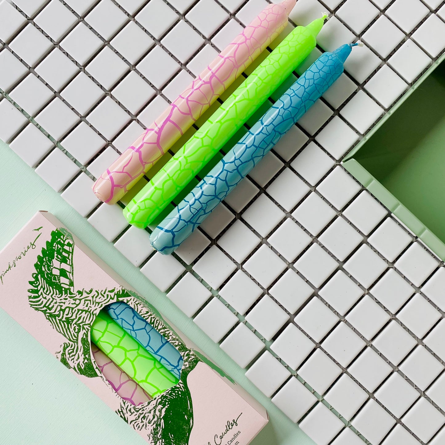 Set van 3 Krokodillen Kaarsen – Handgemaakt Dip Dye Design