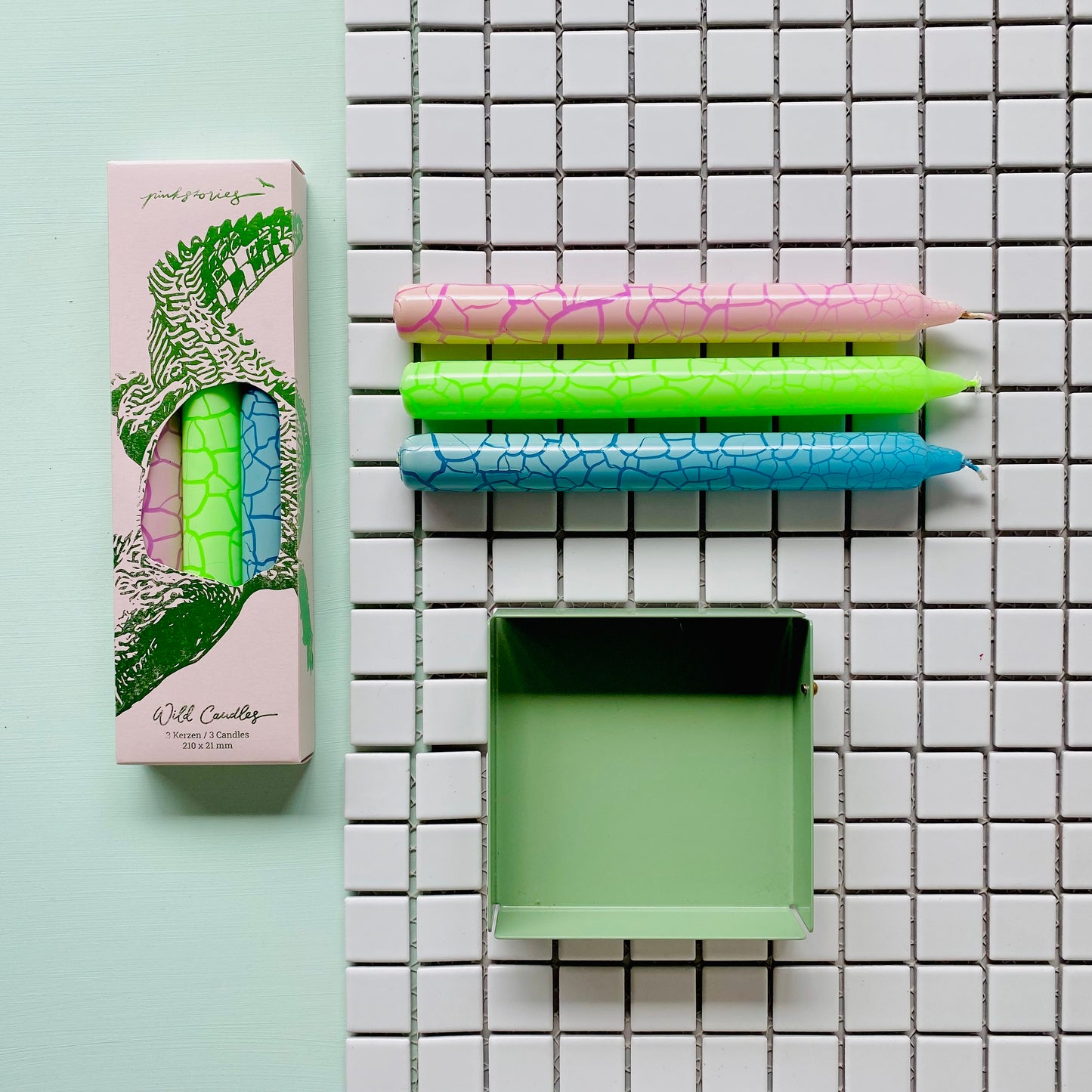 Set van 3 Krokodillen Kaarsen – Handgemaakt Dip Dye Design