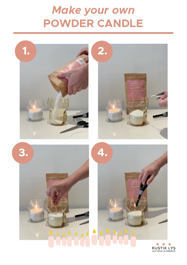 Kaarsenzand Wit – Geurloos Powder Candle | 250g + Lont – Rustik Lys