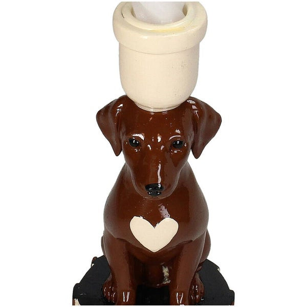Dog Candle Holder with Heart – Decorative Animal Candle Holder Brown