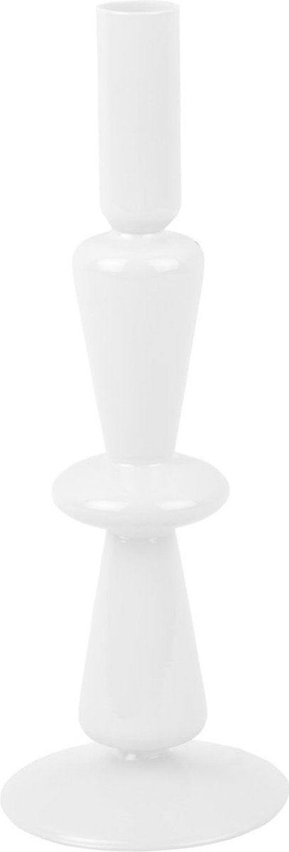 Kerzenständer Sparkle hoch, weißes Glas – 25 cm – Present Time