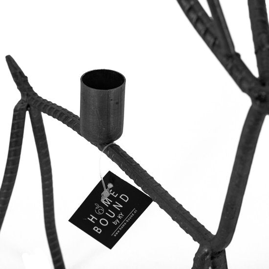 Trendy Kaarsenhouder Hert Zwart – Geribbeld Metaal – Groot of Klein