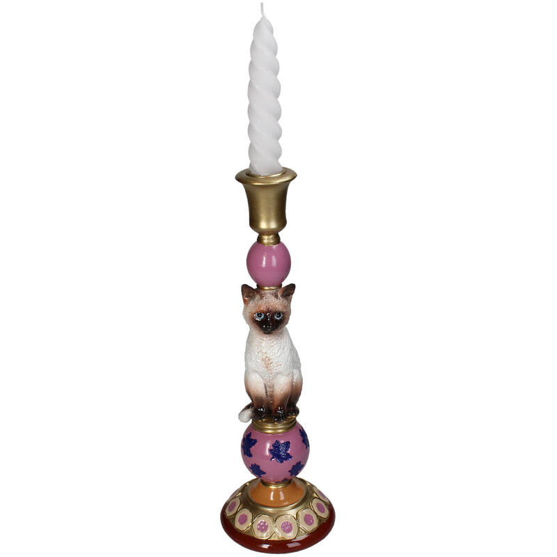 Siamkatzen-Kerzenständer – 31 cm – Kersten – Tierkerzenständer aus Polyresin
