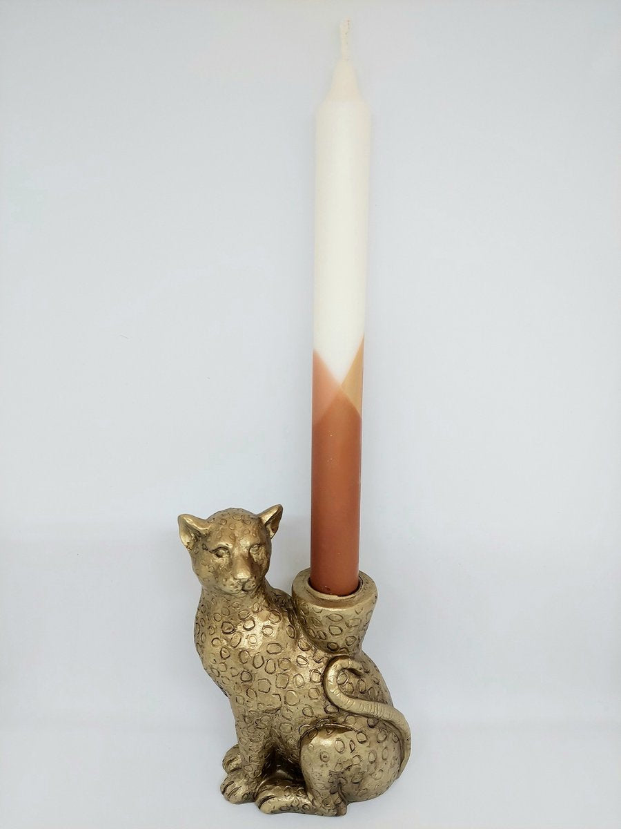Gouden Kandelaar Zittende Luipaard – Luxe Detail