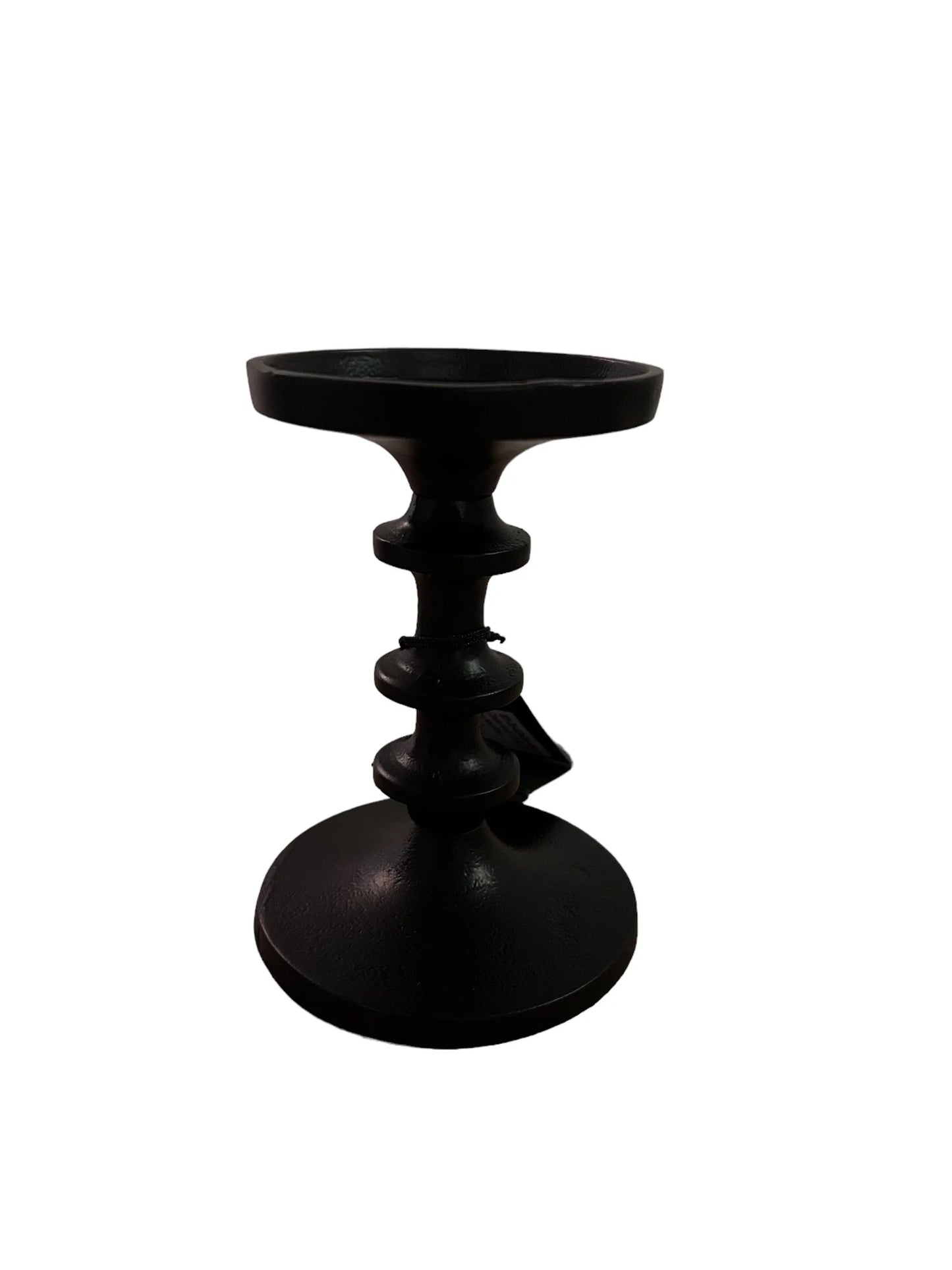 Kleine zwarte stompkaarsenhouder – 15 cm – Colmore – Krokomingo