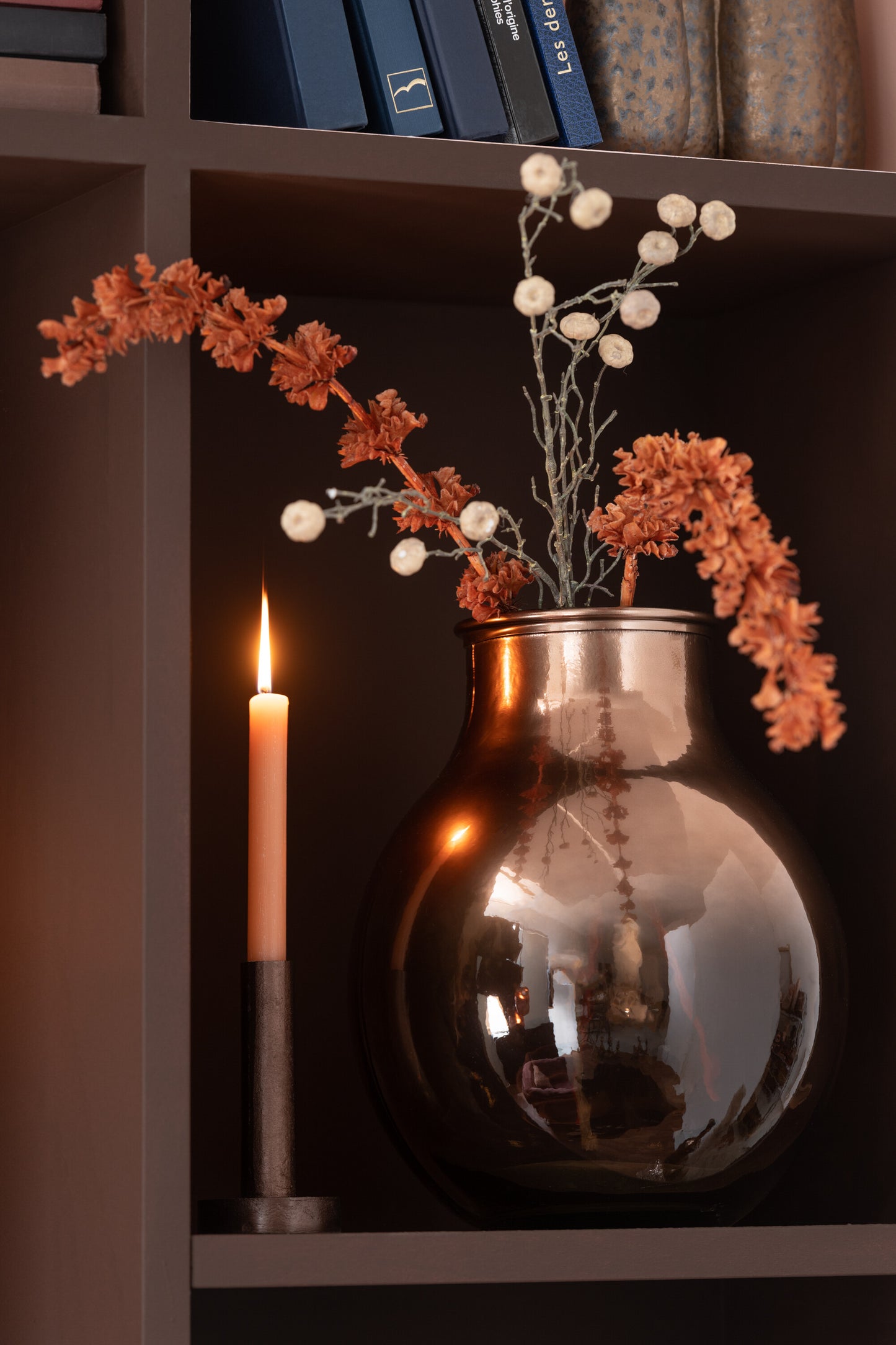 Set of 3 Dark Brown Candle Holders – Modern Metal