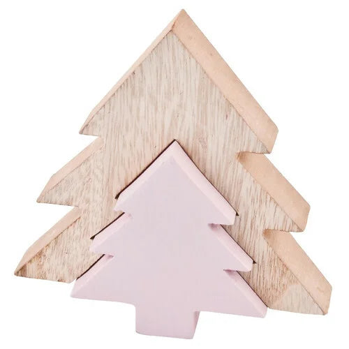 Christbaumschmuck aus Holz Rosa & Braun – 13 cm