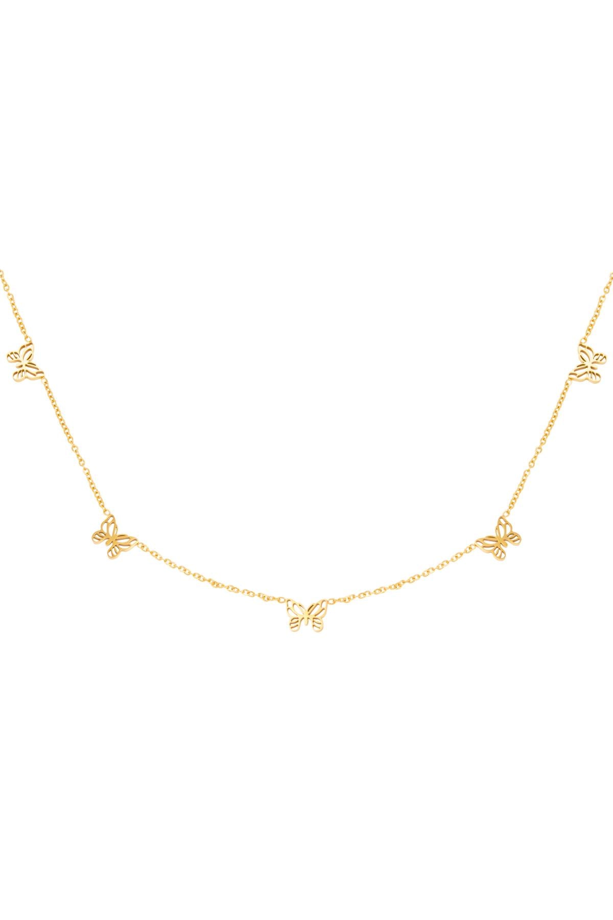 Gouden Ketting met 5 Vlinders – Stainless Steel 37+5 cm