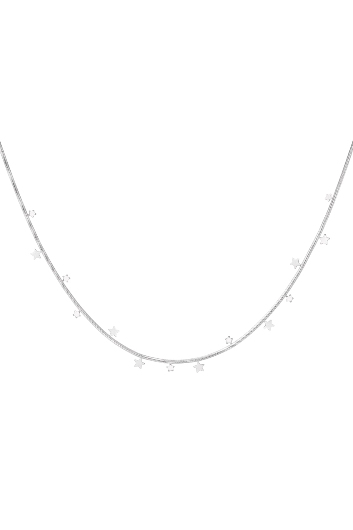 Zilveren sterrenketting – verstelbare stainless steel damesketting met sterretjes – Krokomingo