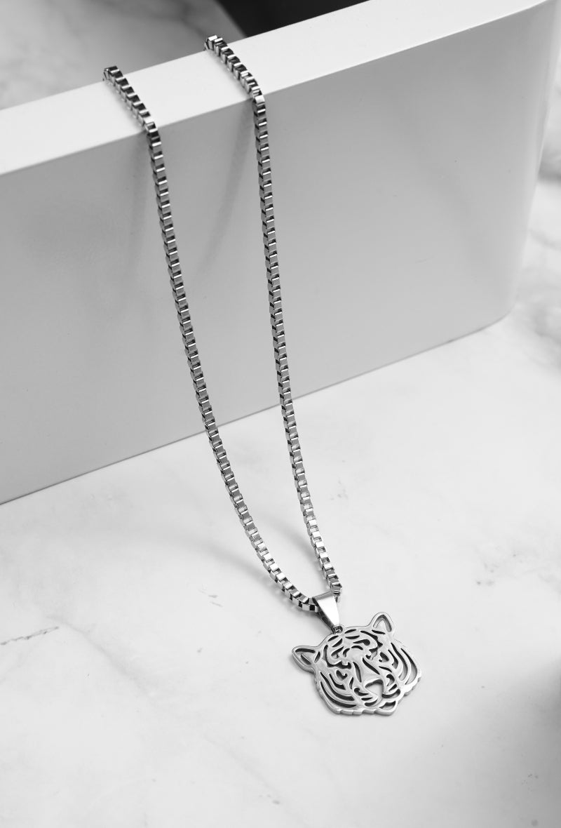 Unisex Ketting Tijgerkop – Zilverkleurig (30 cm)