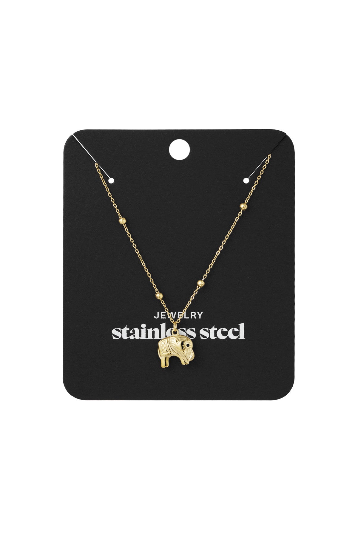 Ketting Olifant – Goudkleurig Stainless Steel – 40+5 cm