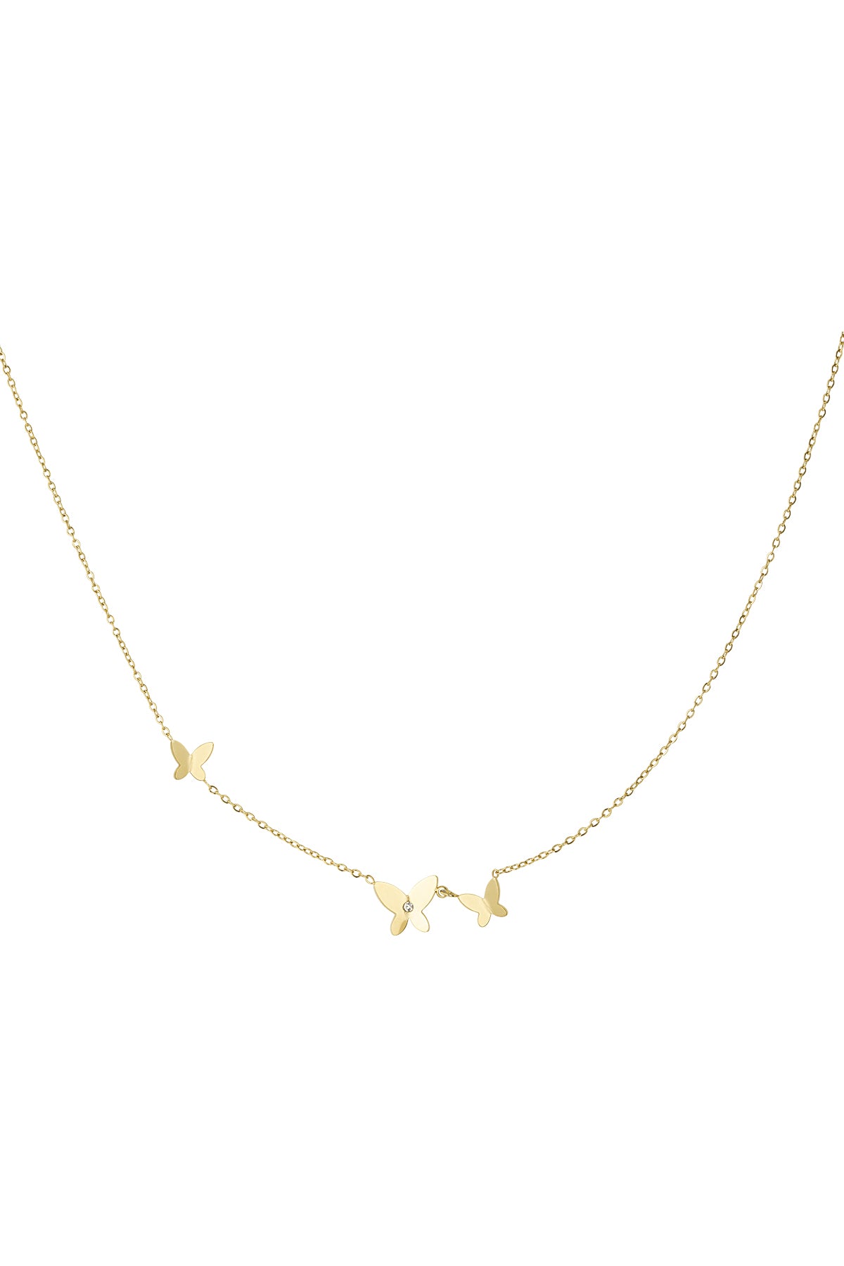 Gouden Ketting met 3 Vlinders – 39+5 cm