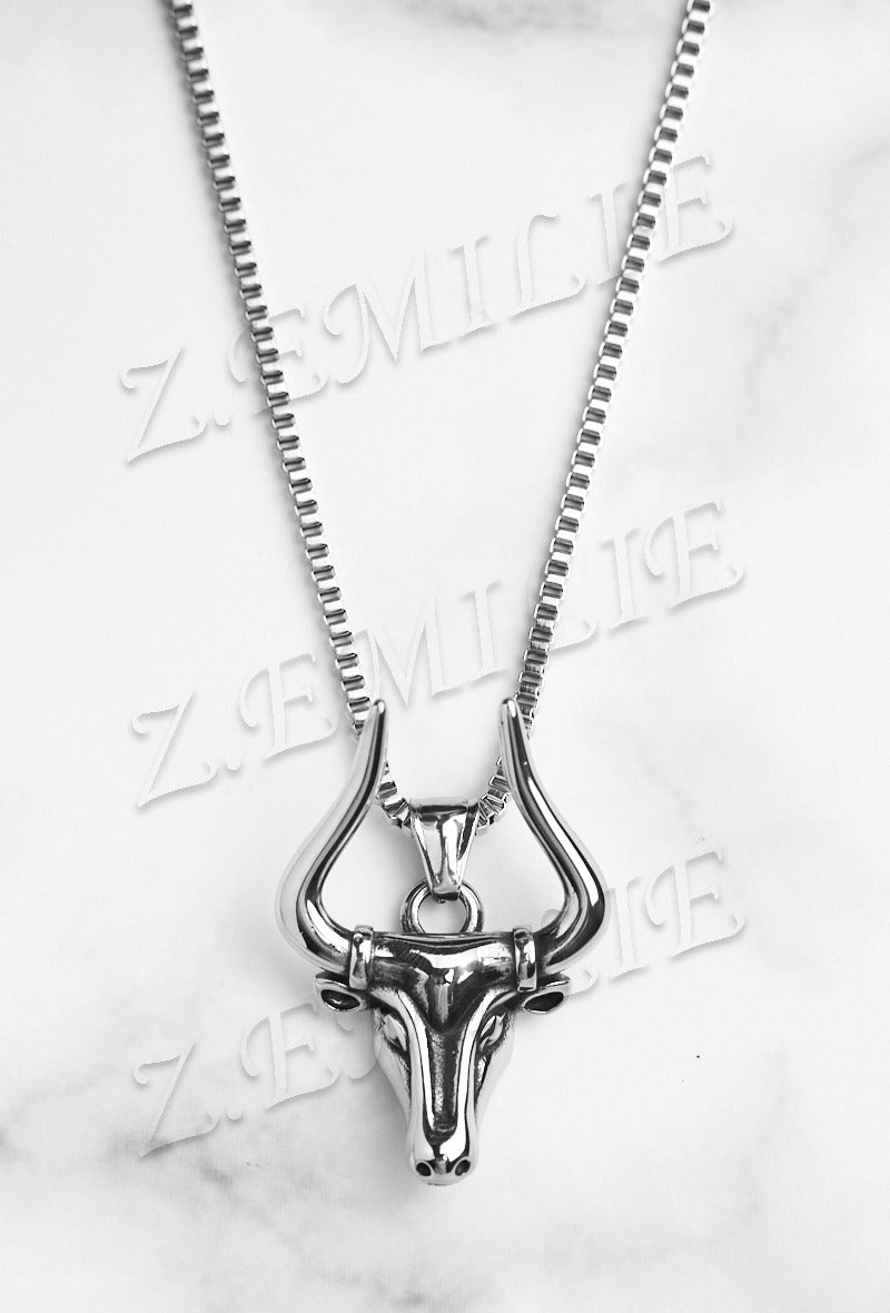 Unisex Ketting Stierenkop – Stainless Steel, 30 cm