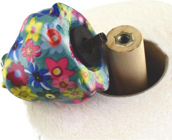 Küchenrollenhalter Frosch Freddy – Blaue Blumen