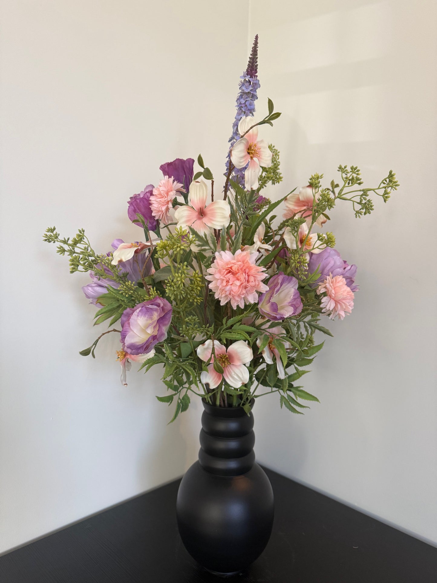 Luxe kunstbloemen boeket paars & roze – los of met Amarga vaas