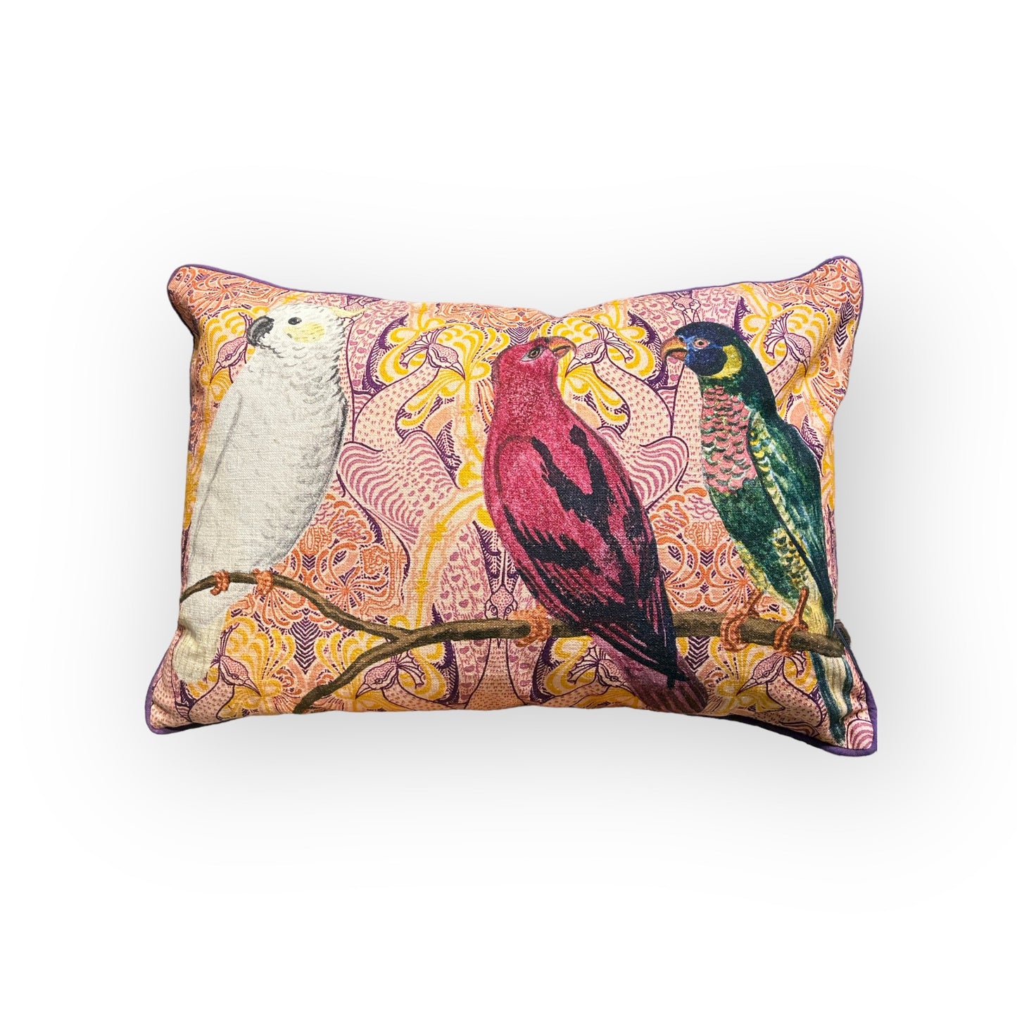 Kussen met drie vogels op een tak โ Kersten โ 60x40 cm โ kleurrijke print