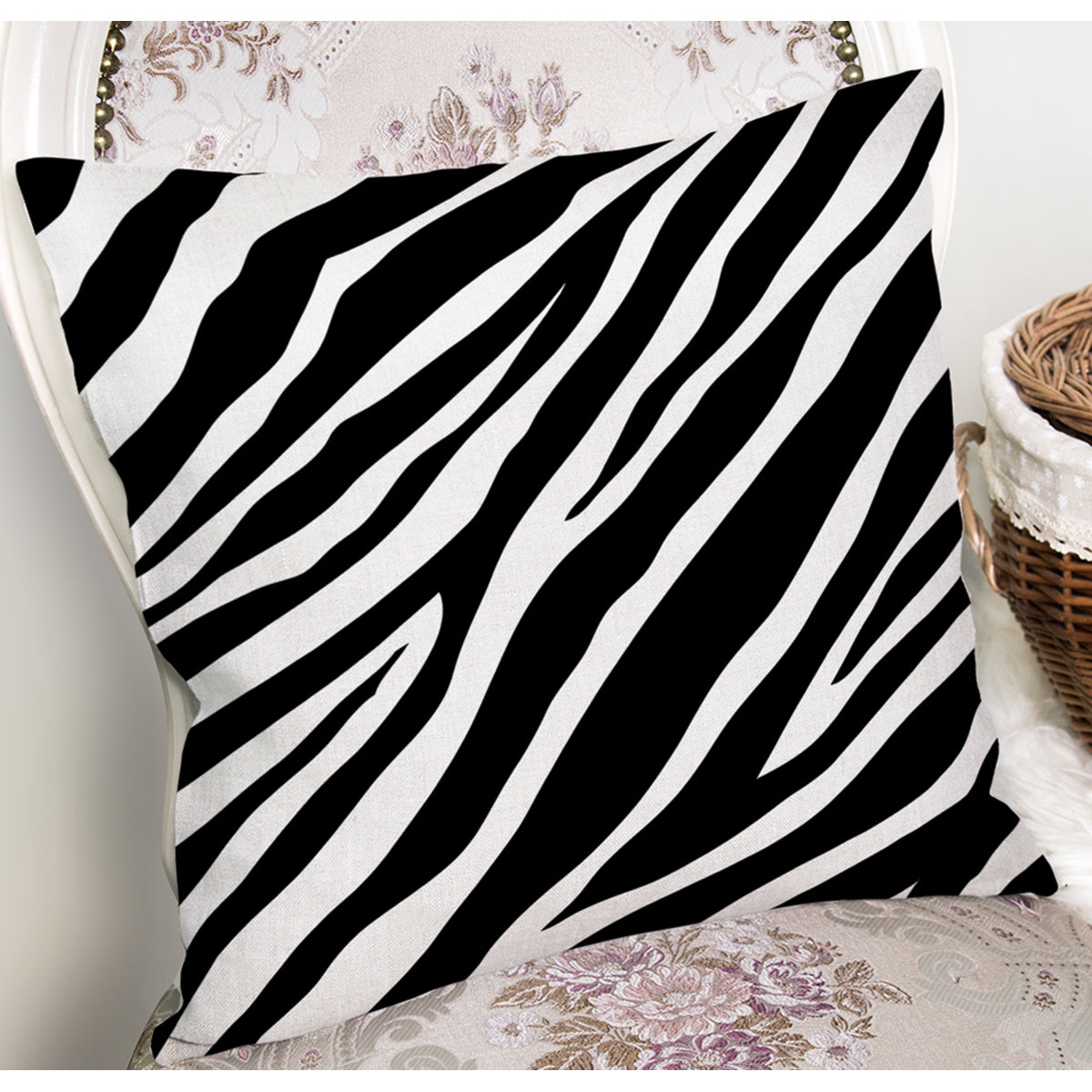 Kussenhoes zwart wit met zebraprint – 45x45 cm decoratief sierkussen