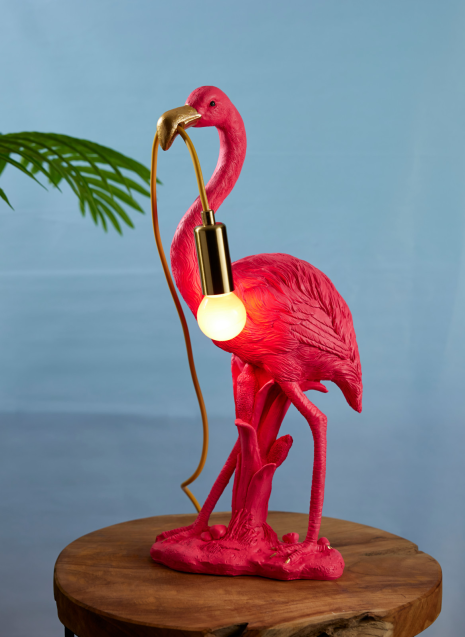 Flamingo Tischleuchte rosa – Tierlampe mit goldenem Detail – Krokomingo