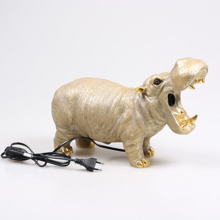 Nijlpaard Lamp Goud – Speelse Eyecatcher