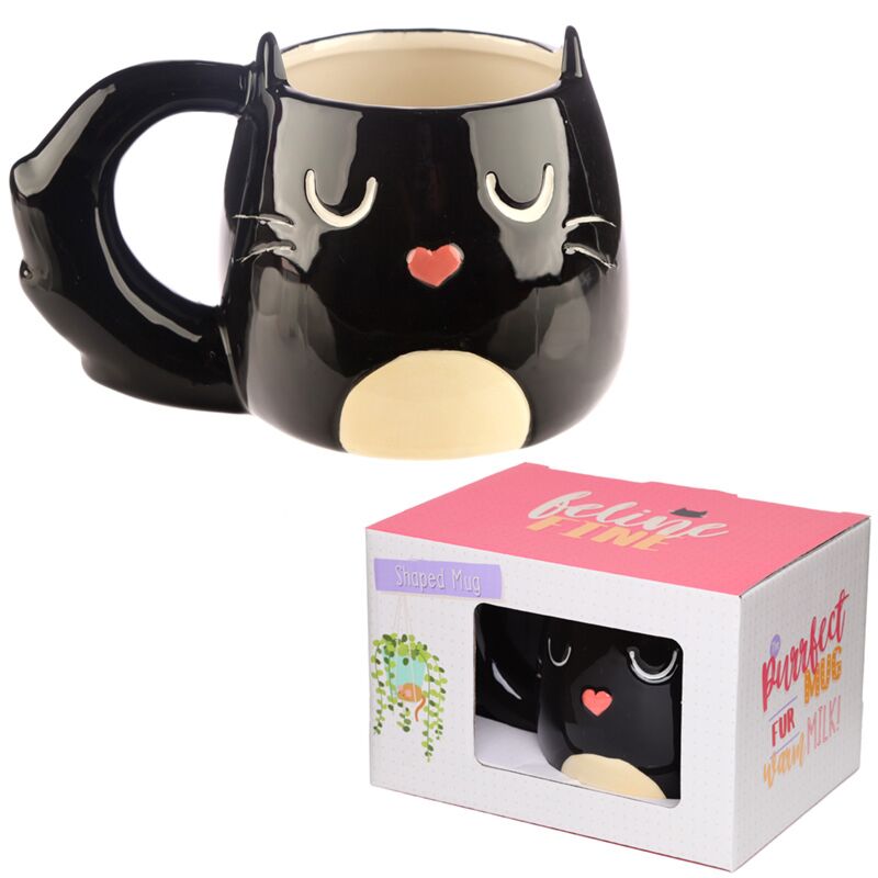 Kattenmok Black Heart – 400 ml Geschenkmok