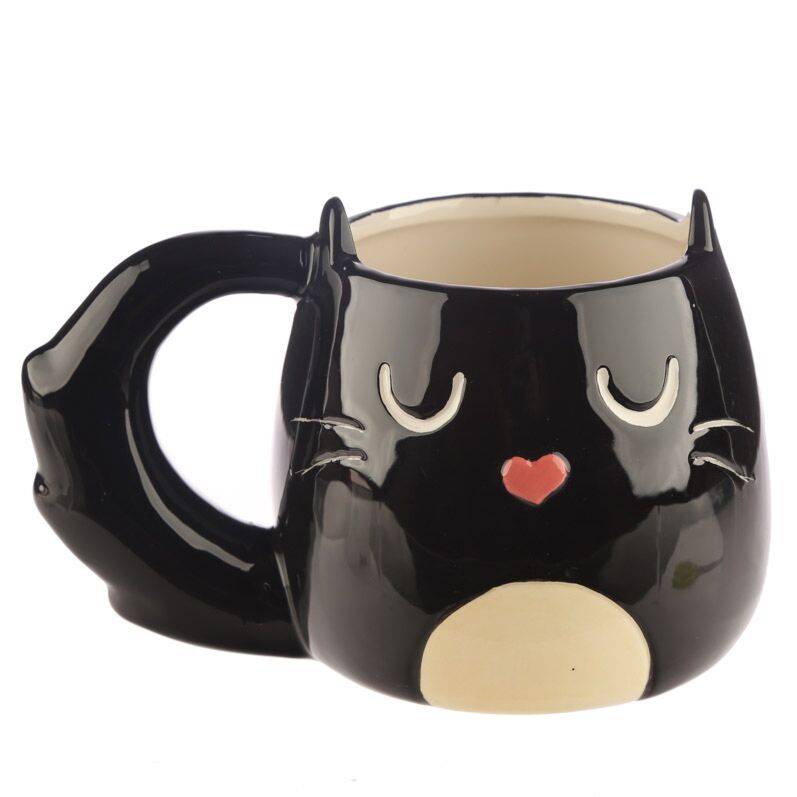 Kattenmok Black Heart – 400 ml Geschenkmok