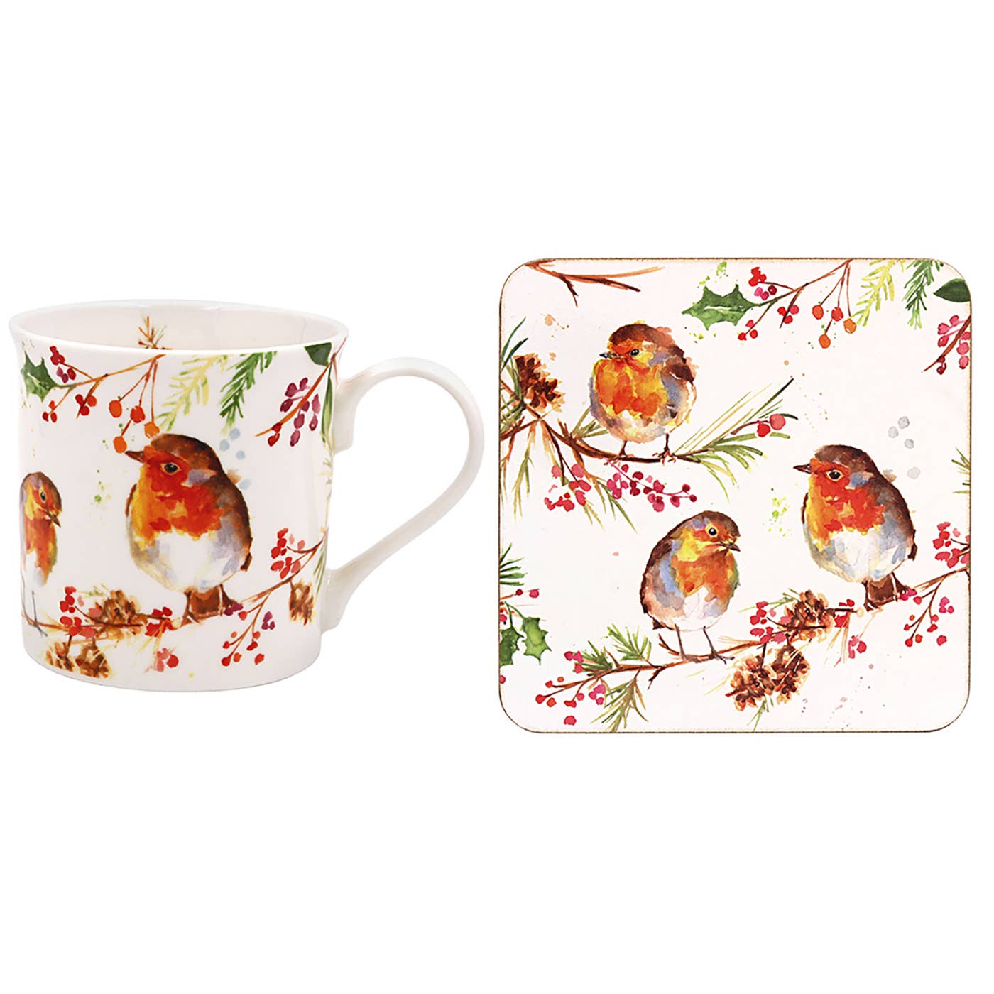 Robin-Tasse mit Untersetzer
