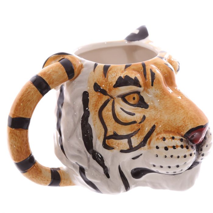 Tigerkopf Keramiktasse – Schwanz als Henkel (460 ml)