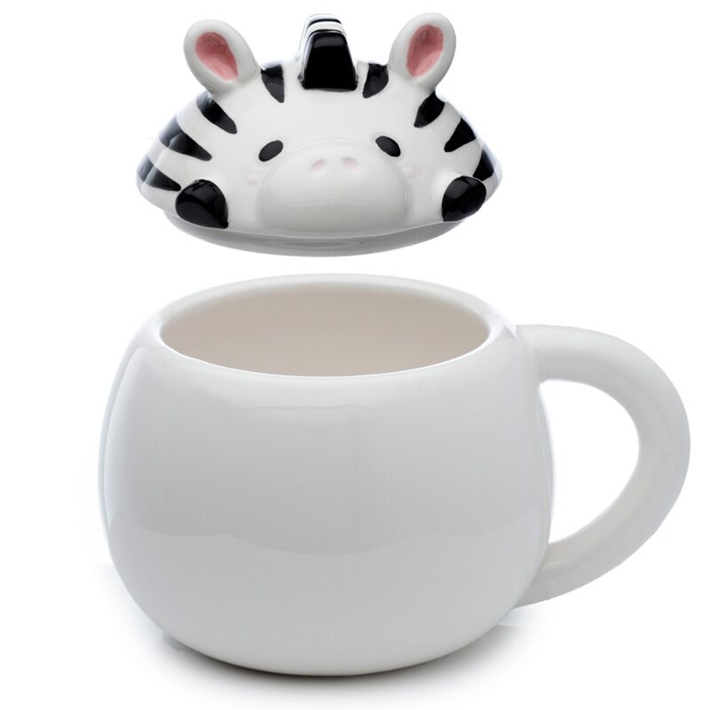 Zebra Mok met Deksel – Keramiek 450 ml