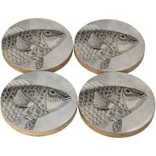 Houten Onderzetters met Visprint – Set van 4