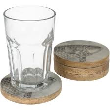 Houten Onderzetters met Visprint – Set van 4