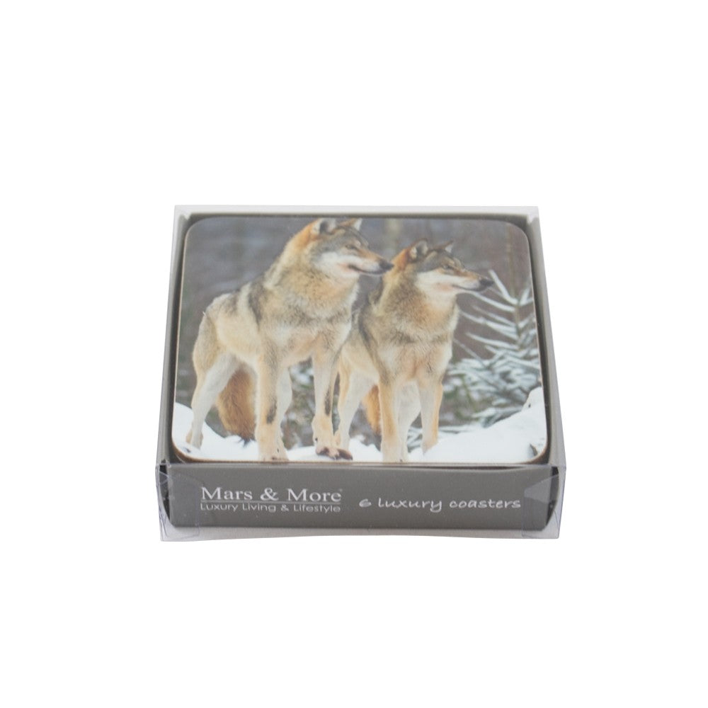Onderzetters met wolvenprint – set van 6 van Mars & More
