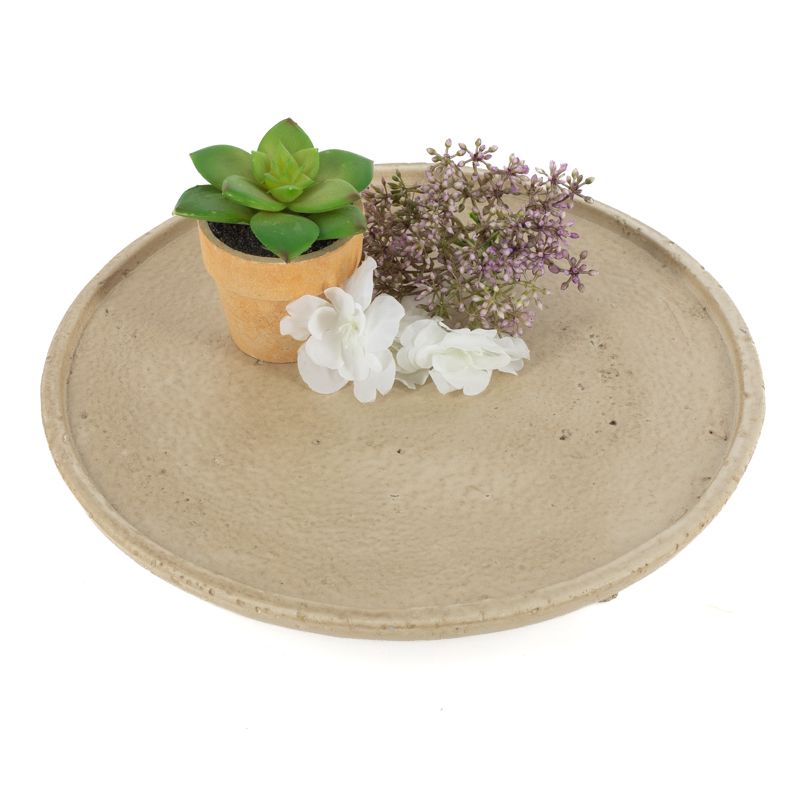 Dekoratives Tablett Base Beige auf Füßen – Keramik 28,5 cm