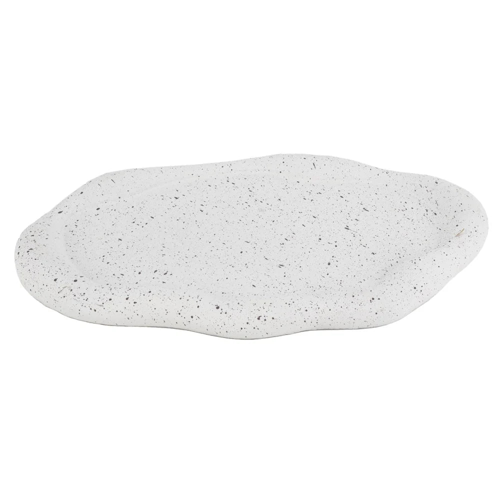 Wit keramieken plateau met zwarte stippen – 28 x 18 cm – geschikt voor amberblokjes