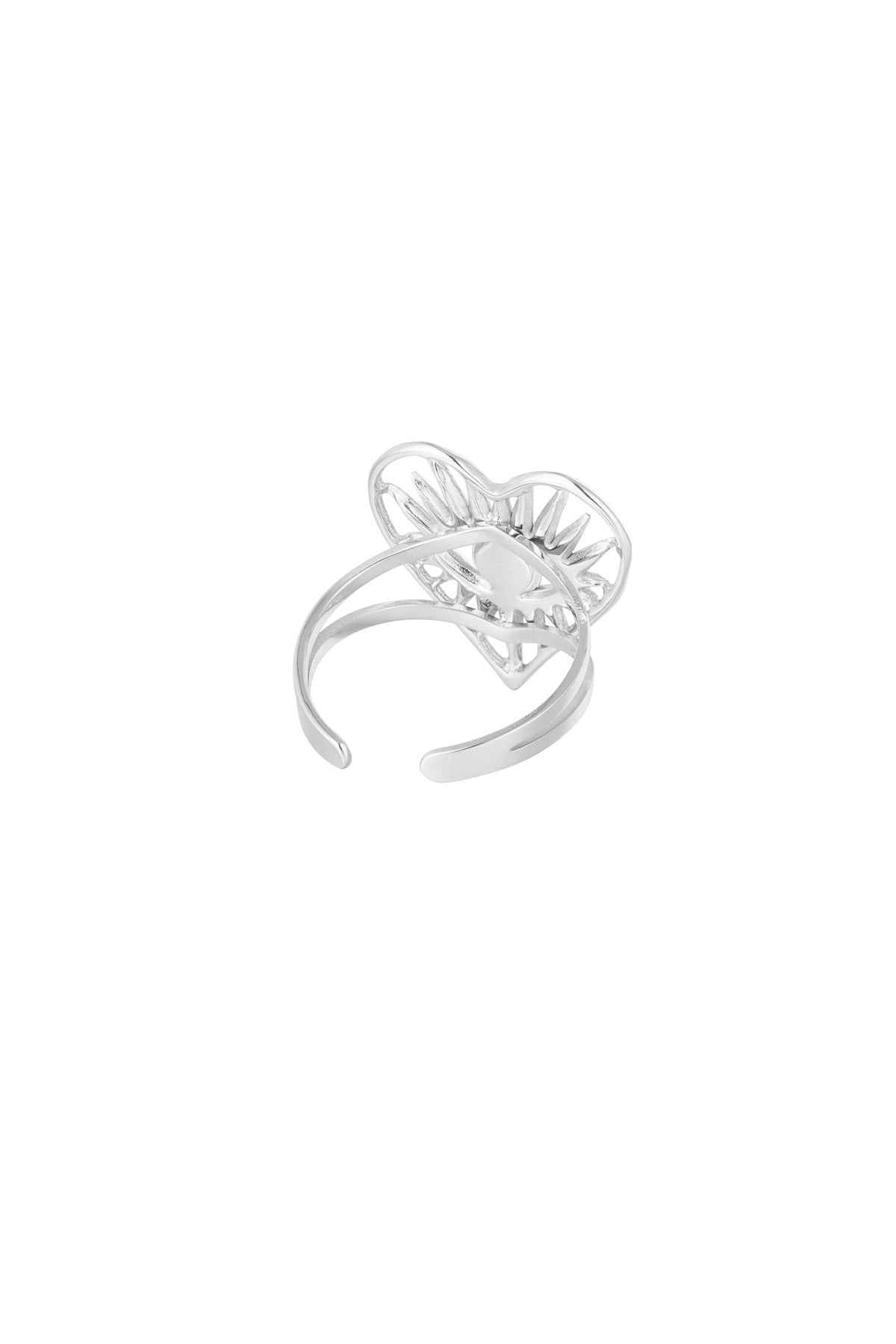 Zilveren Oog & Hart Ring – Verstelbare Stainless Steel