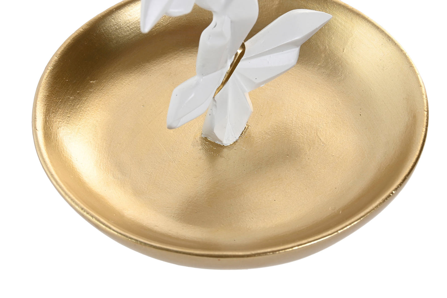 Gouden Sleutelschaaltje met Witte Vlinders – Decoratief & Functioneel – 14 cm Hoog