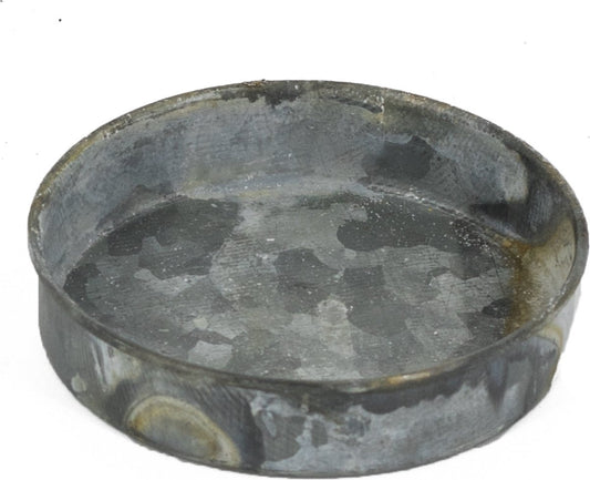 Rond zilvergrijs metalen schaaltje – geschikt voor amberblokjes – 8 cm