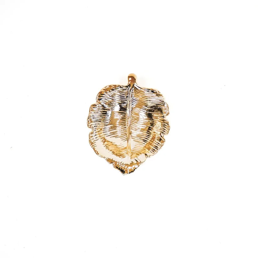 Gouden Bladschaaltje – Keramiek – 14 x 12 cm