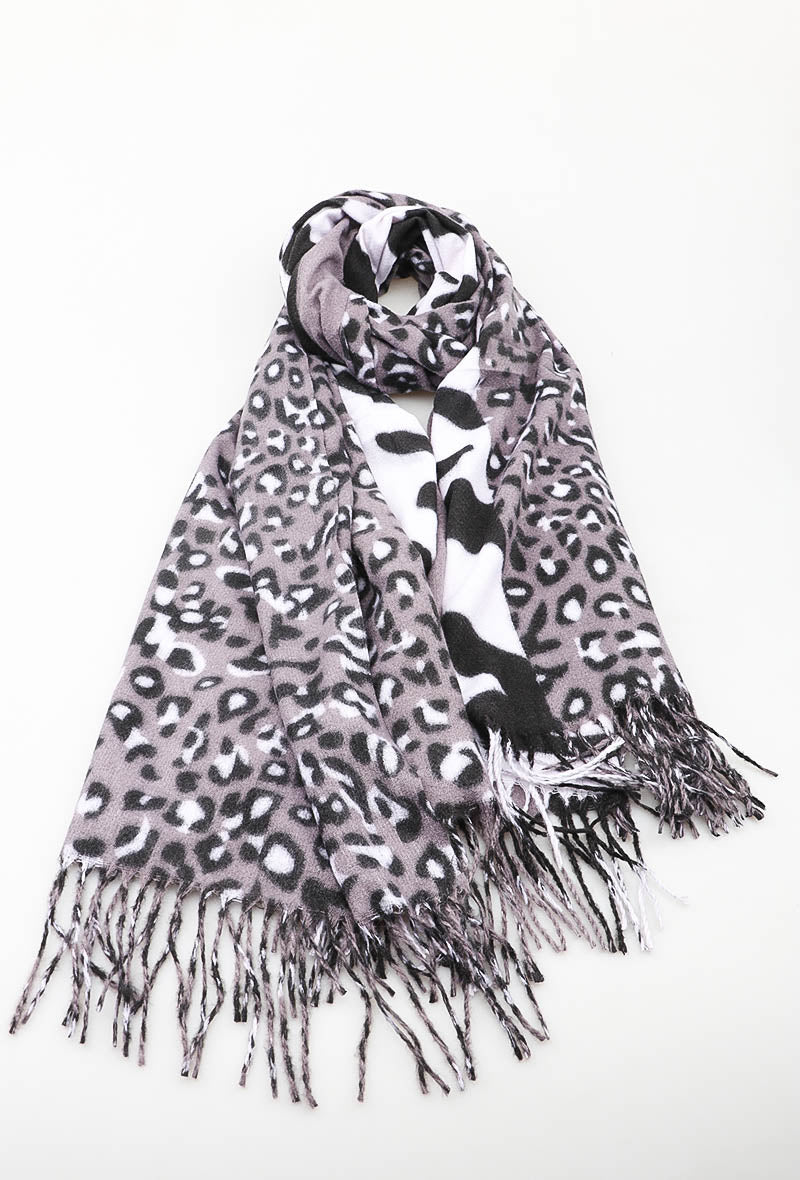 Wintersjaal Dierenprint – Camel, Beige of Grijs