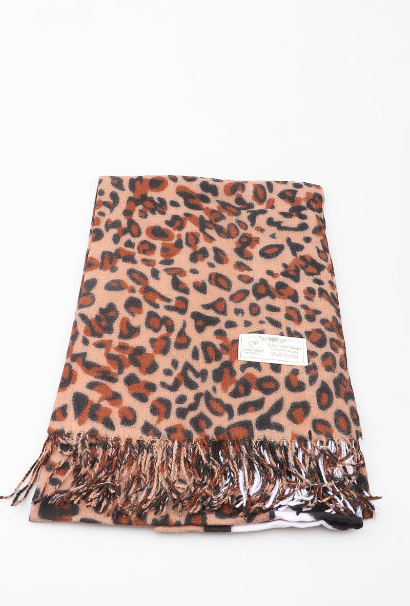 Wintersjaal Dierenprint – Camel, Beige of Grijs