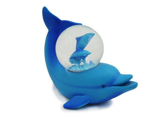 Dolfijn beeld met sneeuwbol – oceaan woondecoratie
