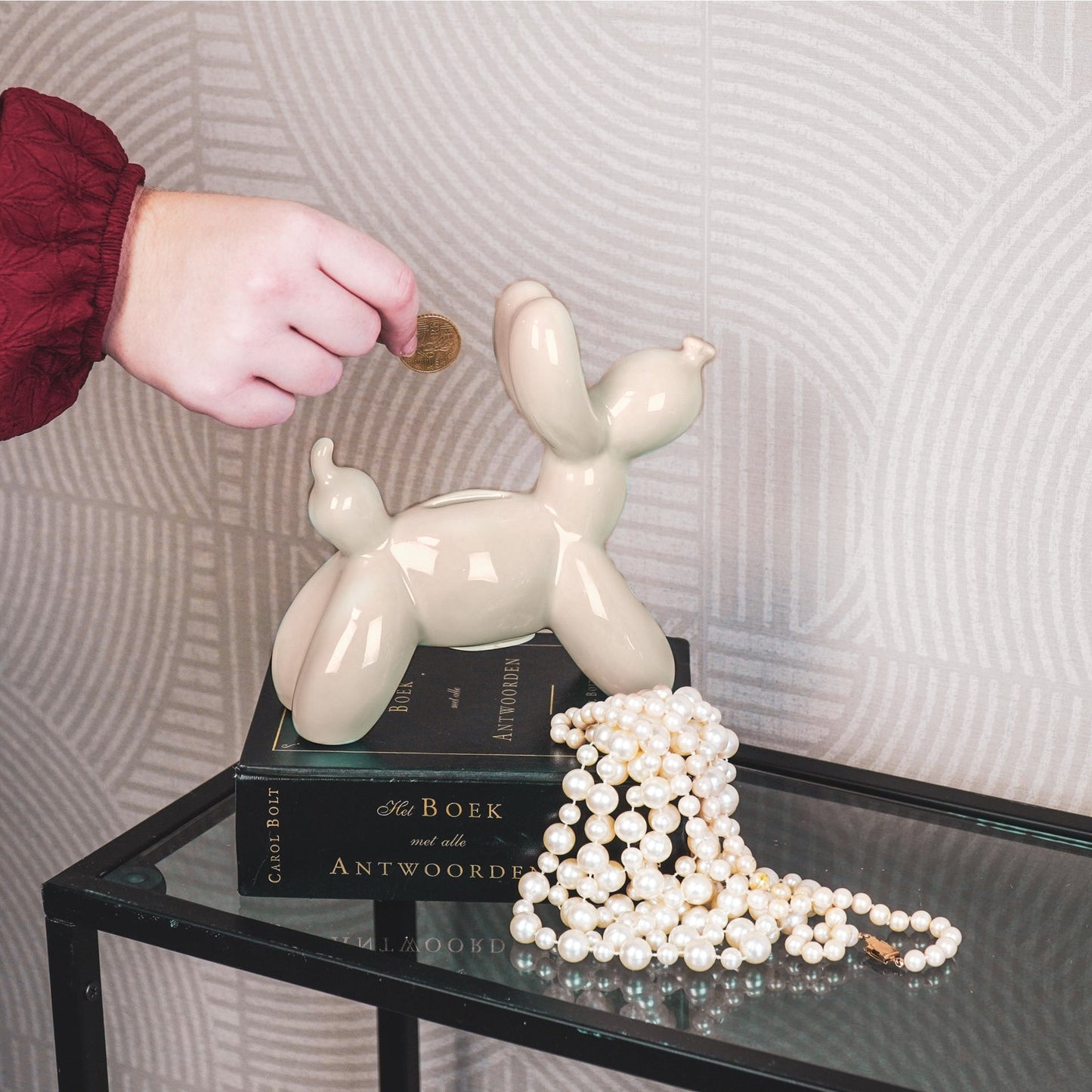 Spaarpot Ballonhond Zandkleur – Stijlvol Design