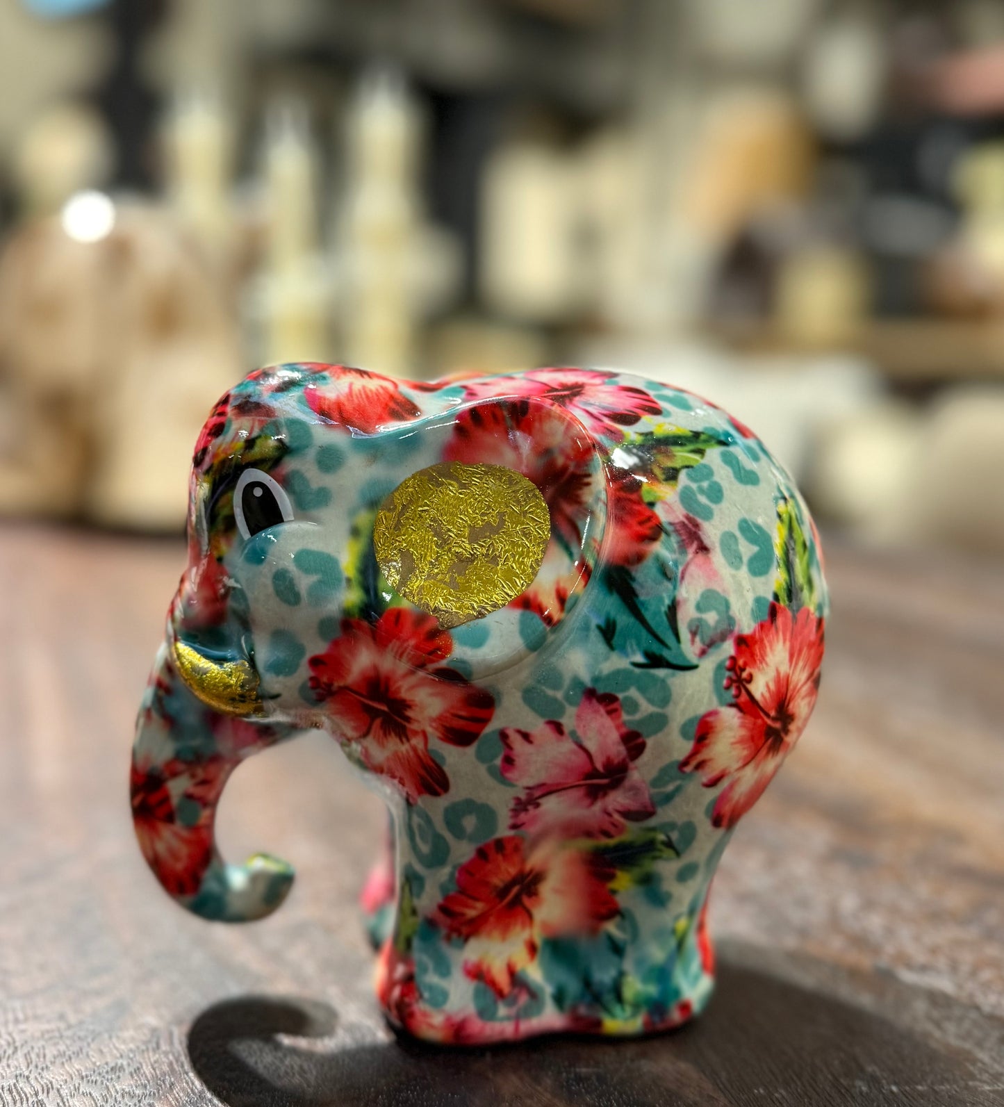 spaarpot olifant Elton turquoise bloemen Pomme Pidou