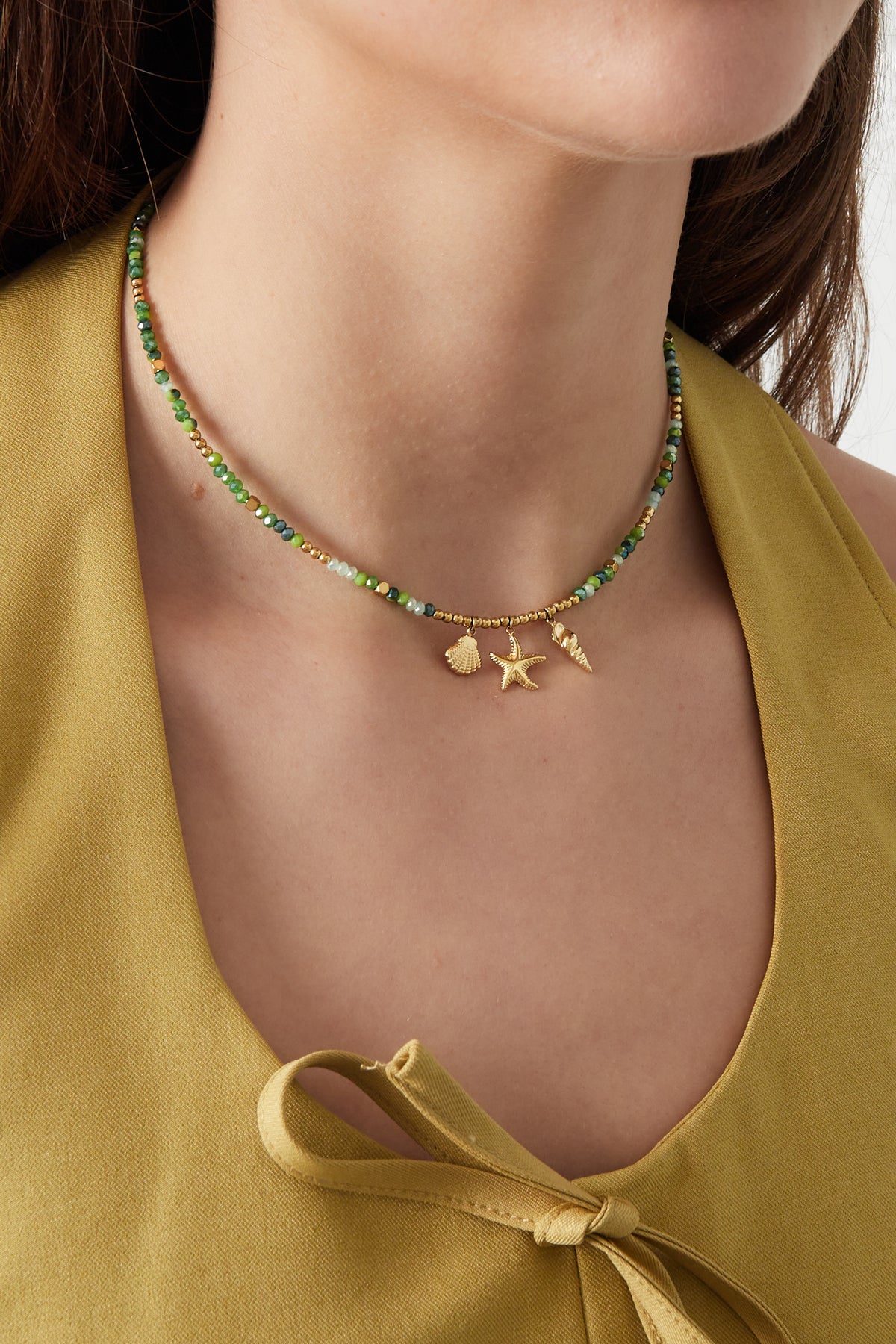 Goudkleurige Ketting Zeethema – Schelp & Zeester