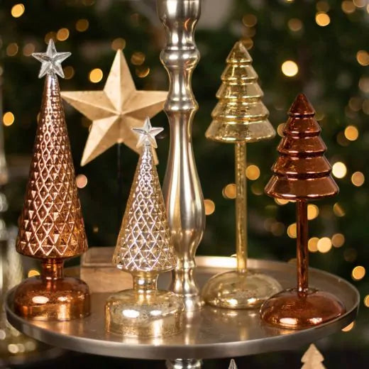 LED tafellamp kerstboom op standaard – goud craquelé glas – Mars & More – keuze uit 25 of 30 cm