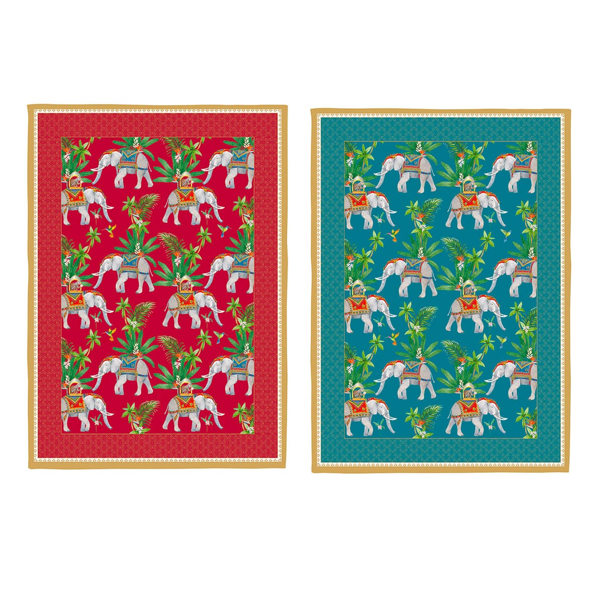 Theedoeken Set – Olifanten Oosters Design – 50x70 cm