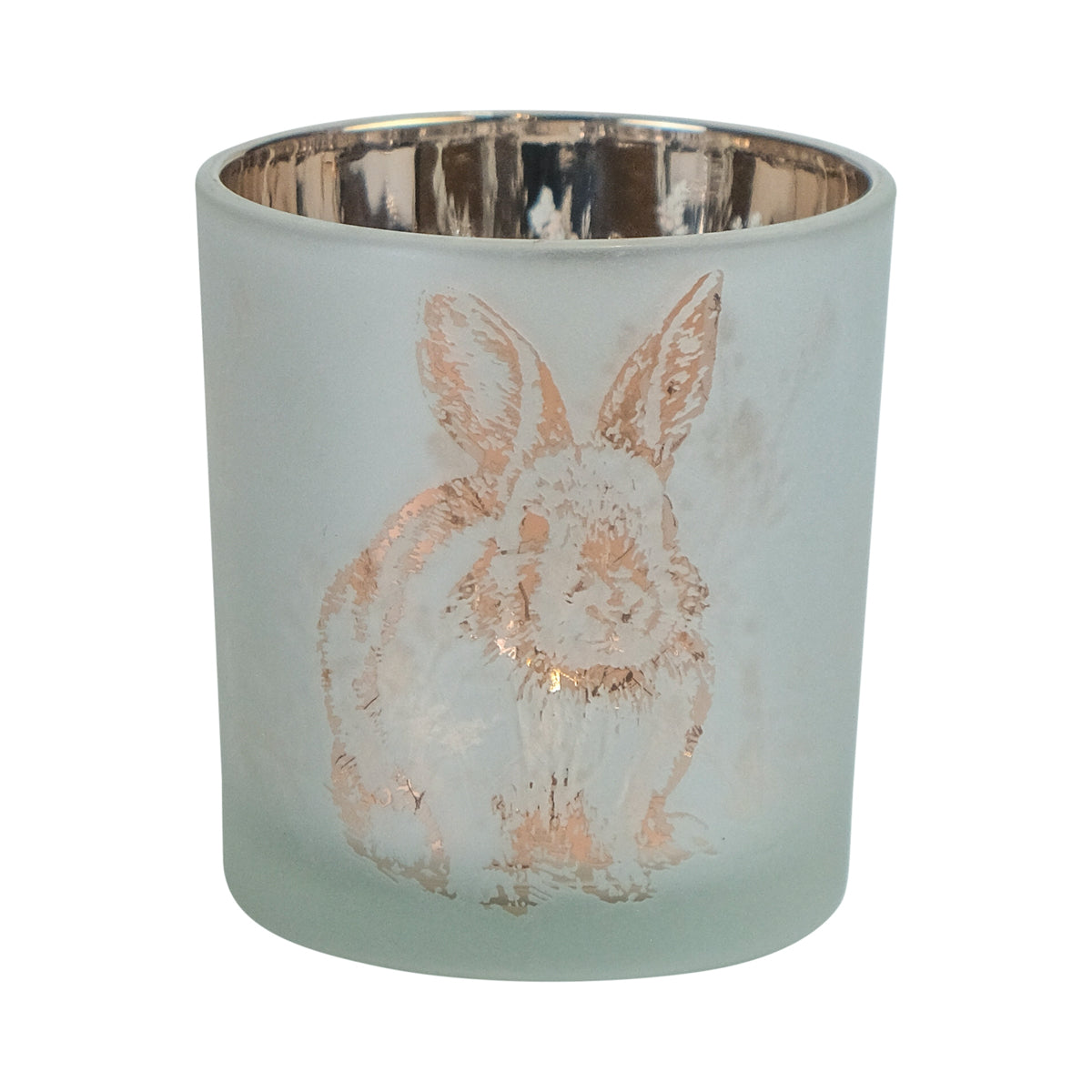 Theelichthouder Konijn – Wit Glas & Goud – 3 formaten