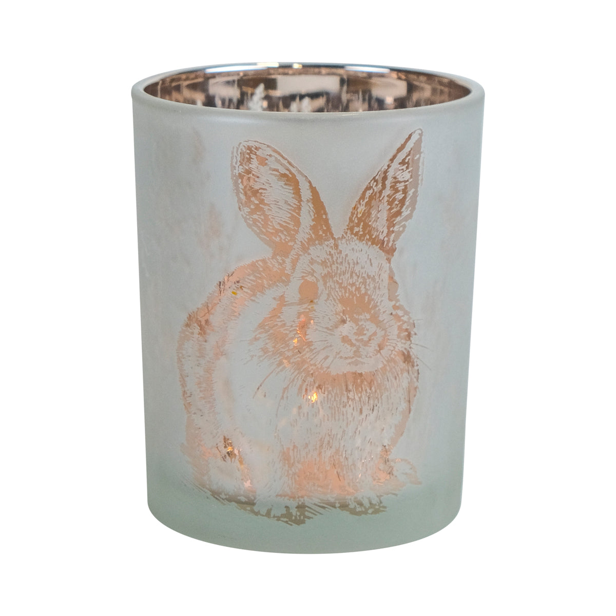 Theelichthouder Konijn – Wit Glas & Goud – 3 formaten